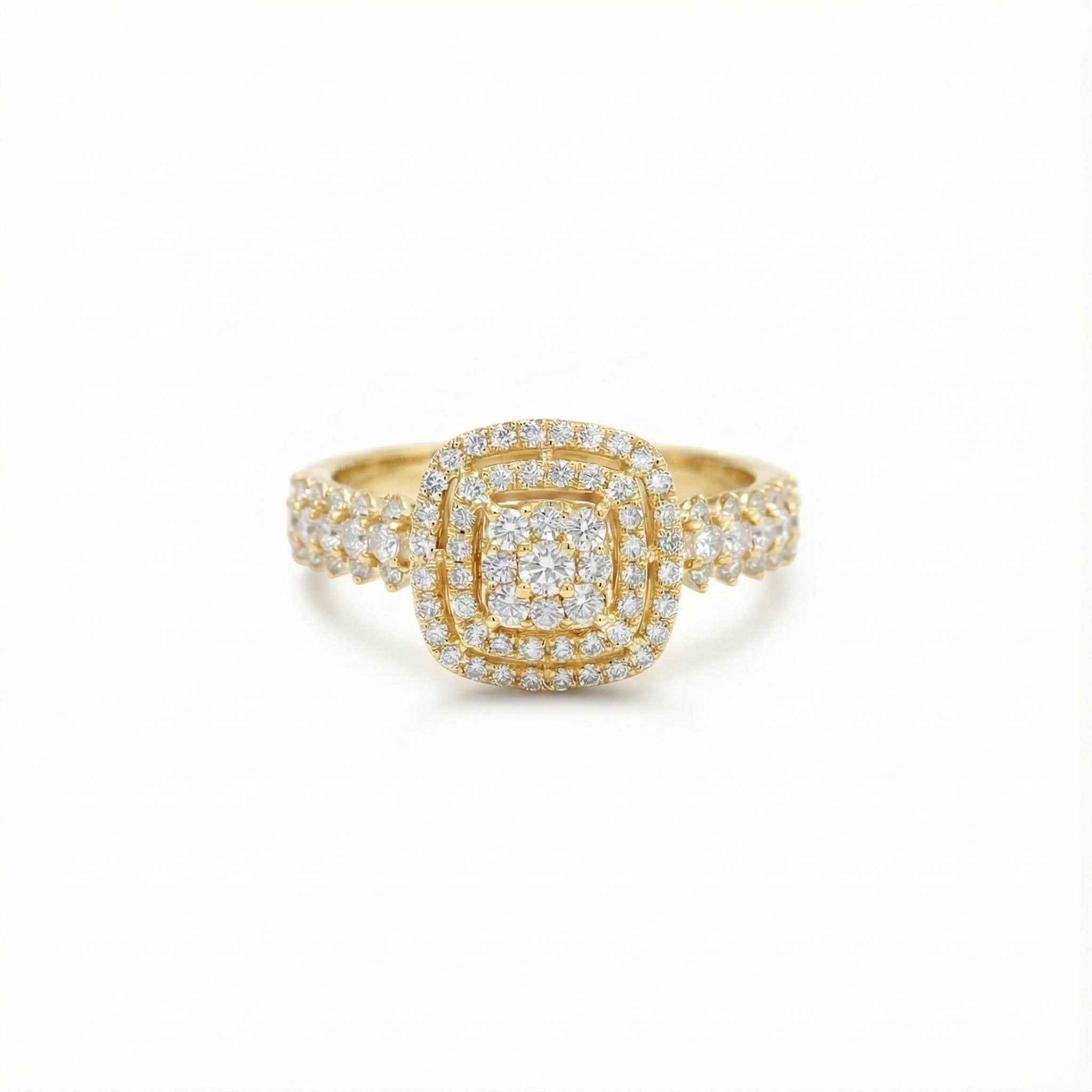 Round Cut VVS Moissanite Double Halo Engagement Ring