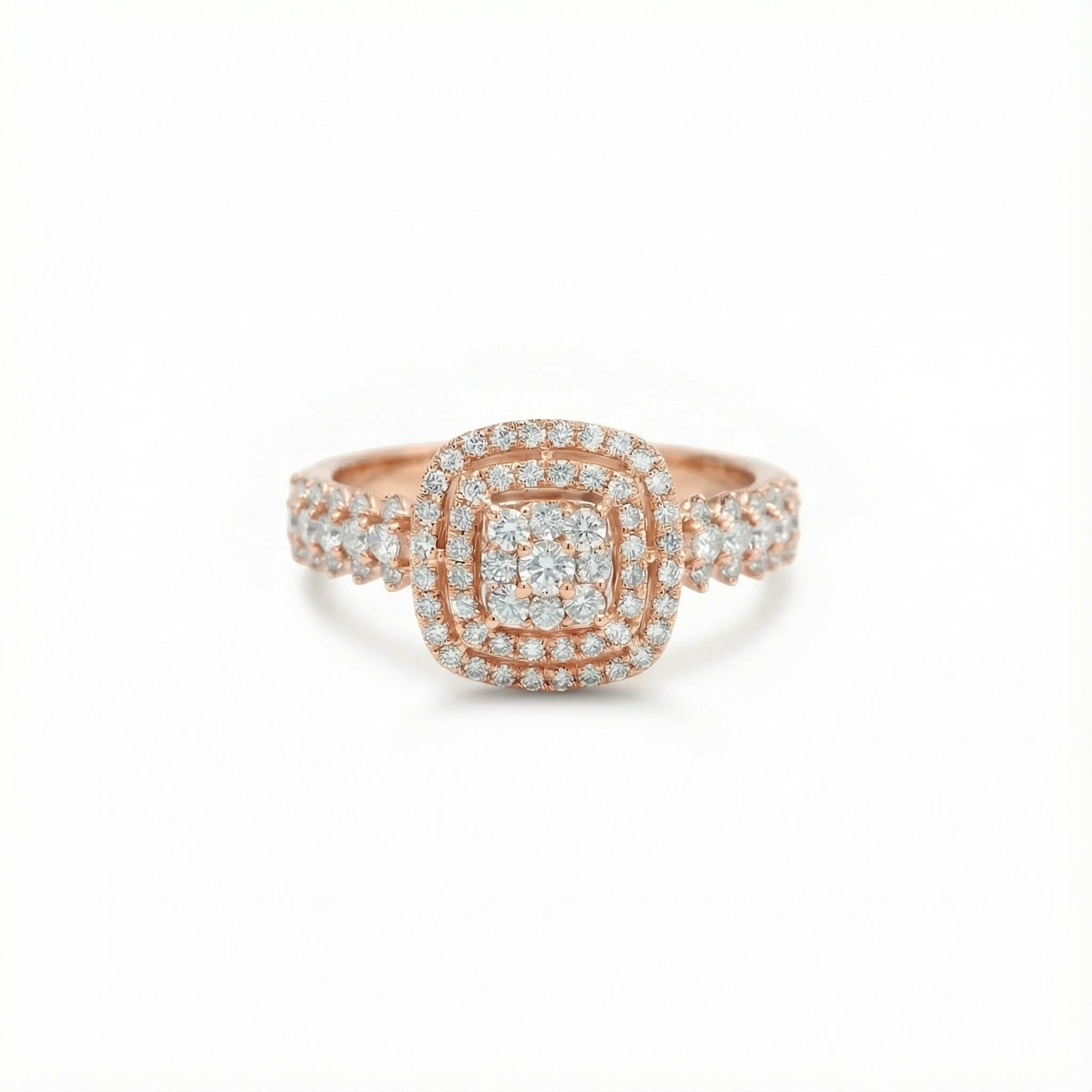 Round Cut VVS Moissanite Double Halo Engagement Ring