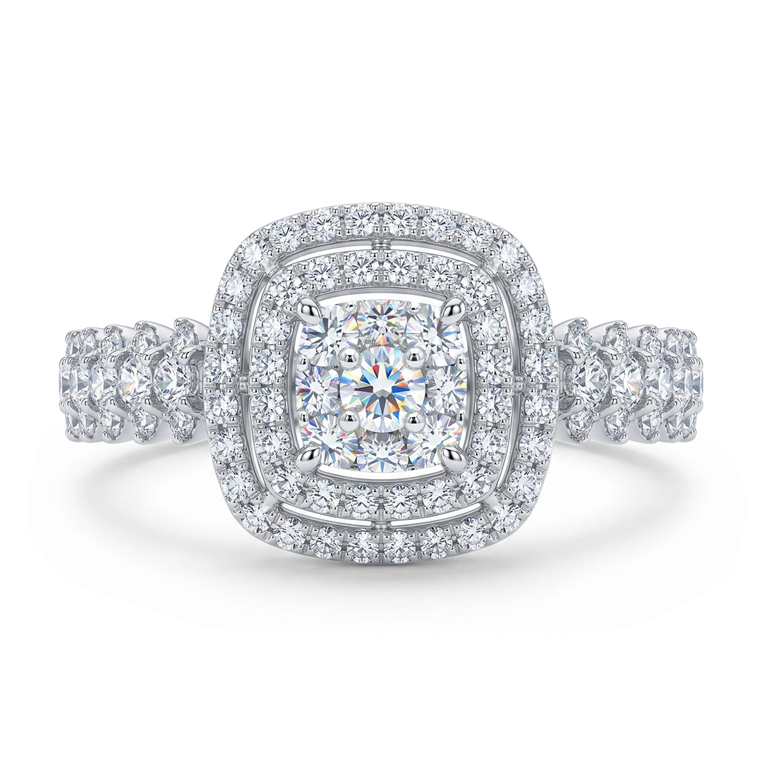 1.27ct. tw. Round Cut VVS Moissanite Double Halo Engagement Ring 1.27ct. tw. Round Cut VVS Moissanite Double Halo Engagement Ring