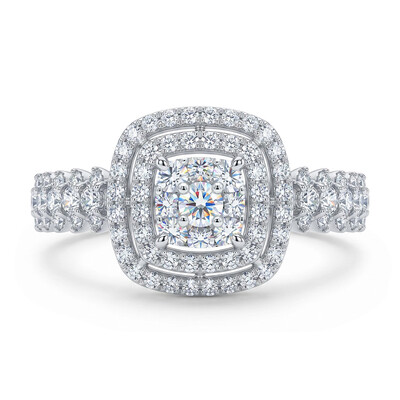 1.27ct. tw. Round Cut VVS Moissanite Double Halo Engagement Ring