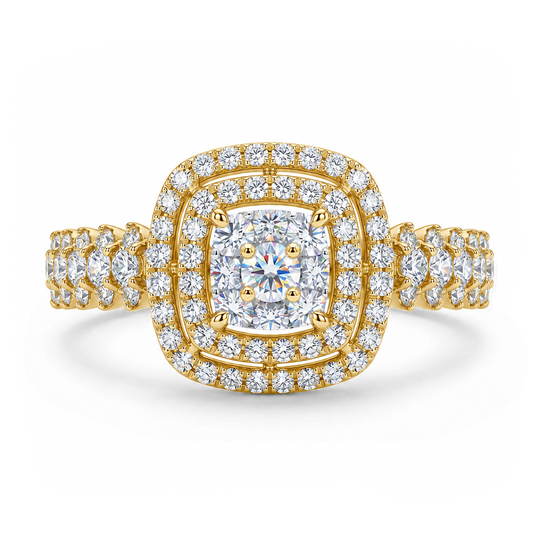 1.27ct. tw. Round Cut VVS Moissanite Double Halo Engagement Ring 1.27ct. tw. Round Cut VVS Moissanite Double Halo Engagement Ring