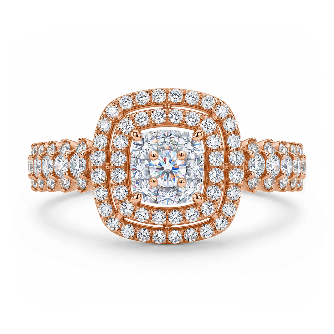 1.27ct. tw. Round Cut VVS Moissanite Double Halo Engagement Ring 1.27ct. tw. Round Cut VVS Moissanite Double Halo Engagement Ring