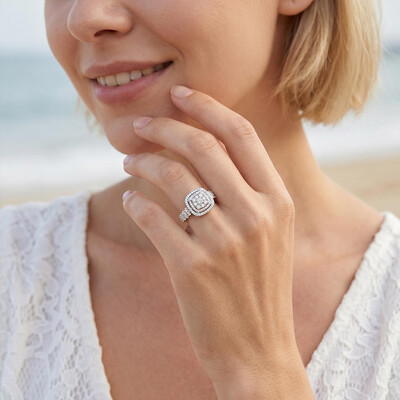 1.27ct. tw. Round Cut VVS Moissanite Double Halo Engagement Ring 1.27ct. tw. Round Cut VVS Moissanite Double Halo Engagement Ring