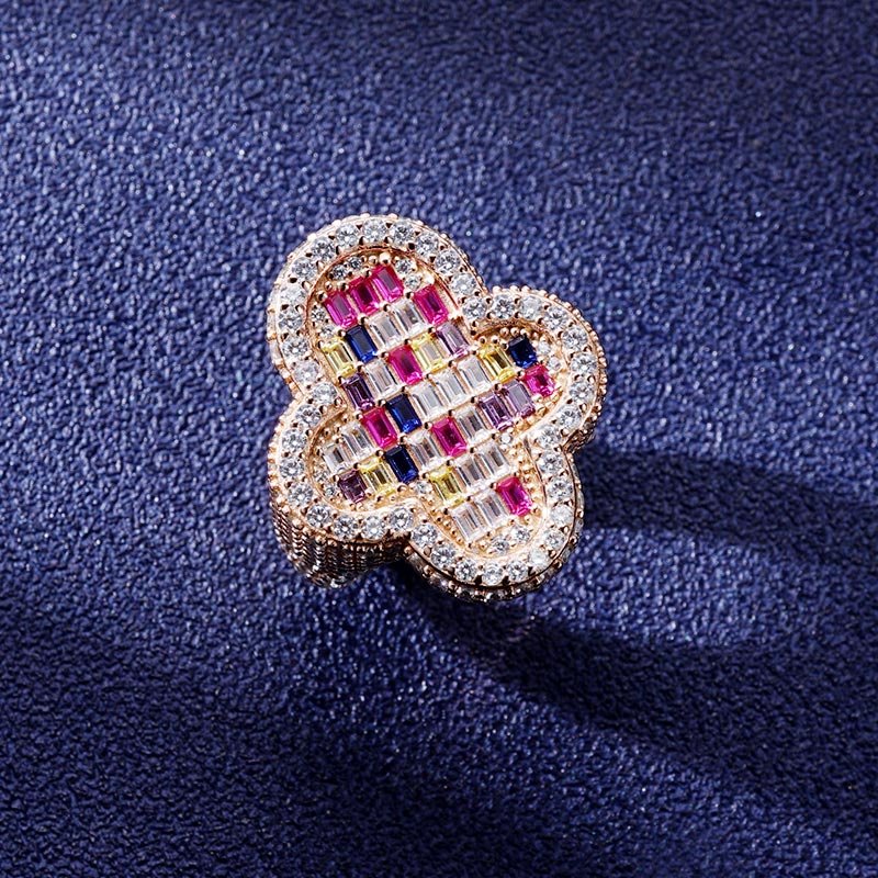 Custom S925 Iced Unique Colorful Ring Deposit