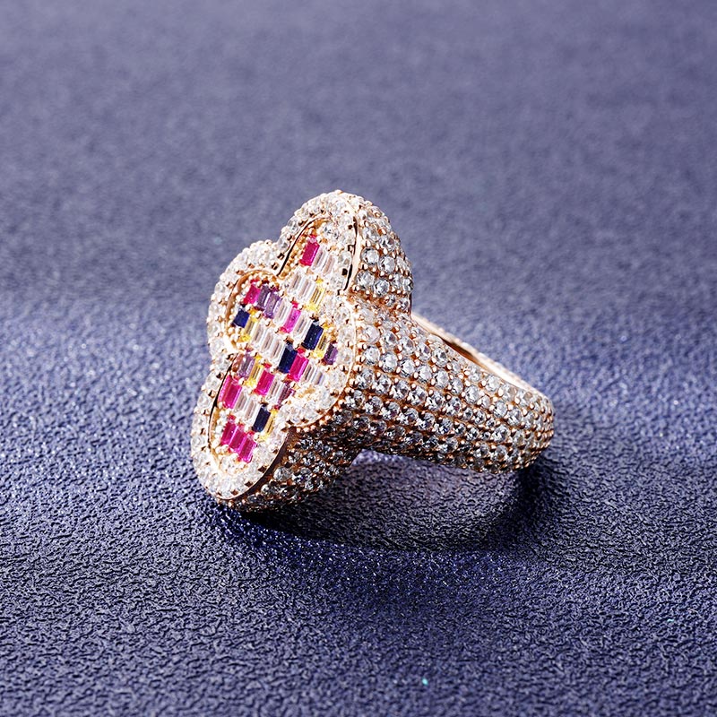 Custom S925 Iced Unique Colorful Ring Deposit
