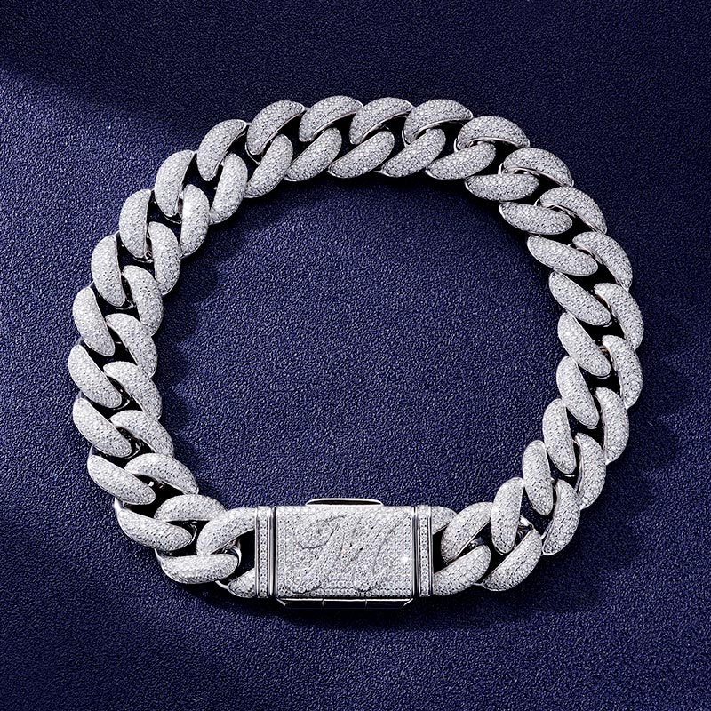 Custom S925 & VVS1 Moissanite Letter Cuban Link Bracelet
