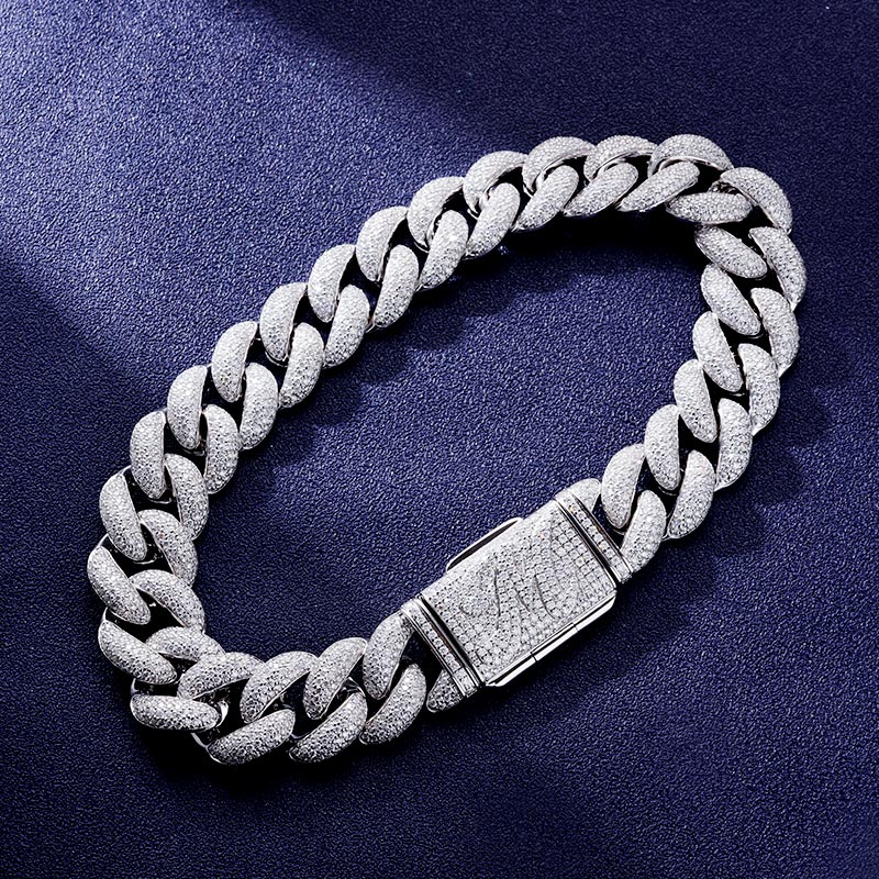 Custom S925 & VVS1 Moissanite Letter Cuban Link Bracelet