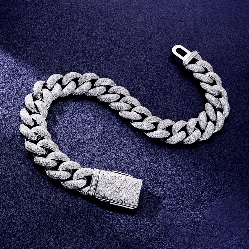 Custom S925 & VVS1 Moissanite Letter Cuban Link Bracelet