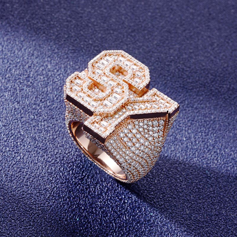 Custom S925 & VVS1 Baguette Moissanite Letter Ring Deposit