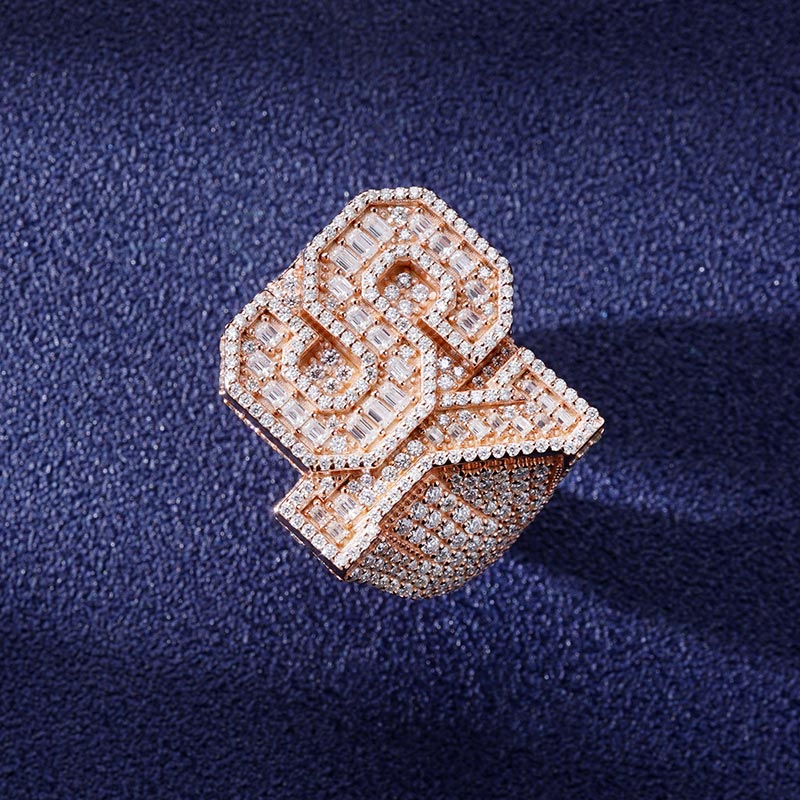 Custom S925 & VVS1 Baguette Moissanite Letter Ring Deposit