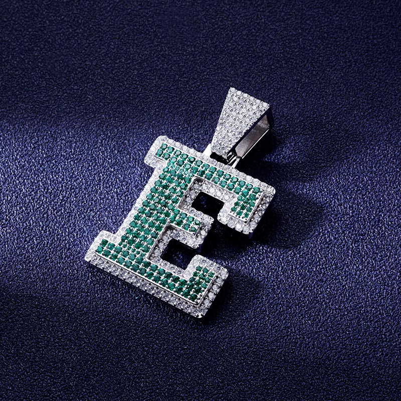 Custom S925 Iced Colorful Letter Pendant Deposit