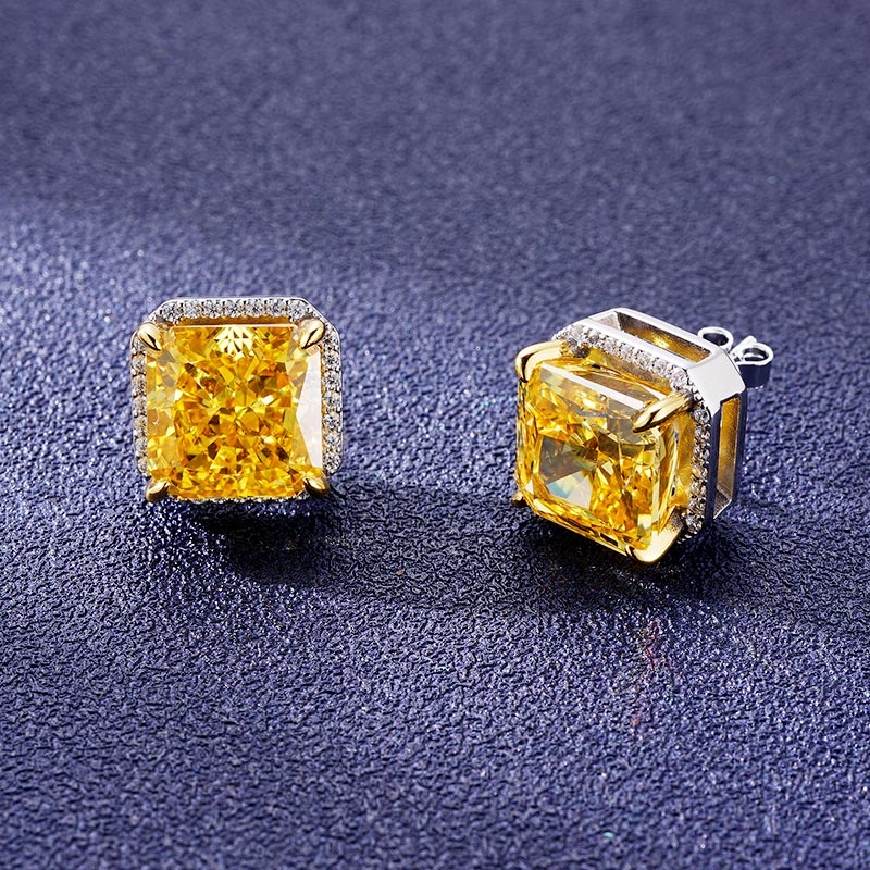 Custom S925 Colorful Asscher Cut Earrings
