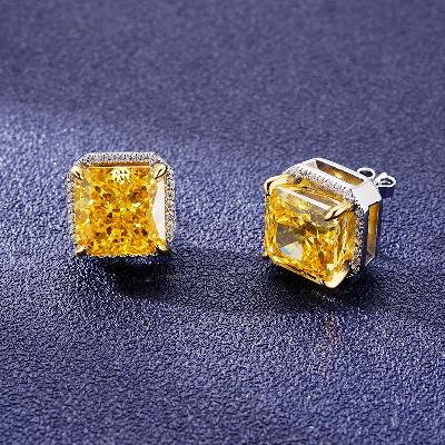Custom S925 Colorful Asscher Cut Earrings