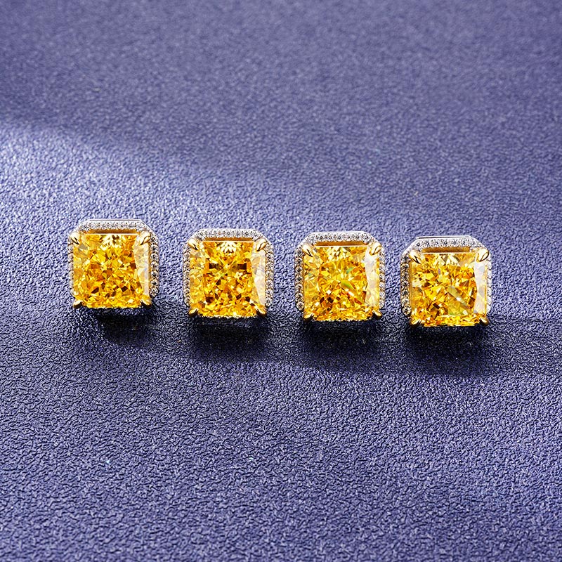 Custom S925 Colorful Asscher Cut Earrings