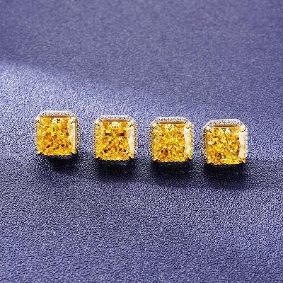 Custom S925 Colorful Asscher Cut Earrings