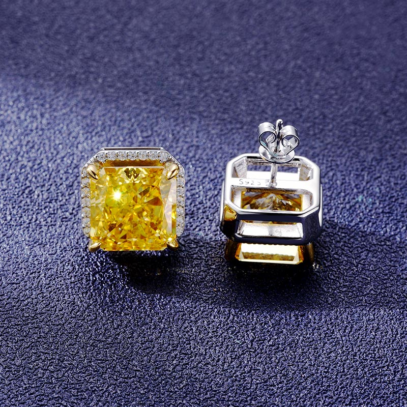 Custom S925 Colorful Asscher Cut Earrings