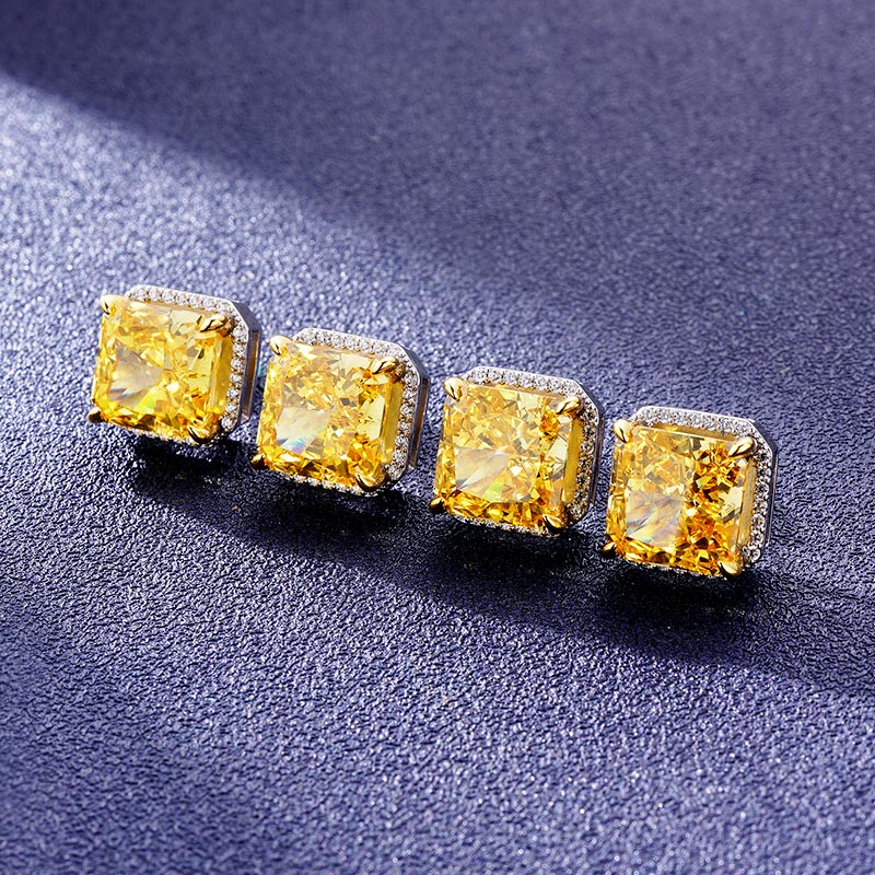 Custom S925 Colorful Asscher Cut Earrings