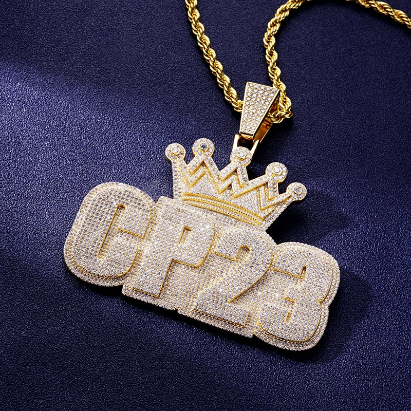 Custom S925 Iced Unique Letter & Crown Pendant Deposit