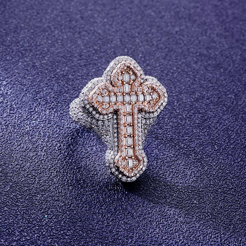 Custom S925 & VVS1 Baguette Moissanite Cross Ring Deposit