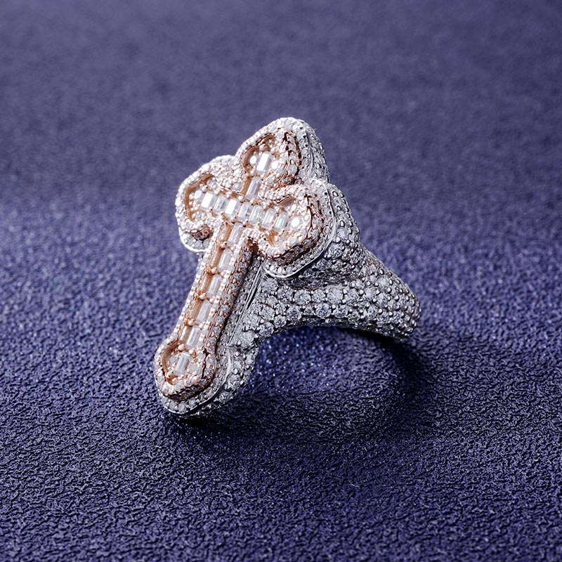 Custom S925 & VVS1 Baguette Moissanite Cross Ring Deposit