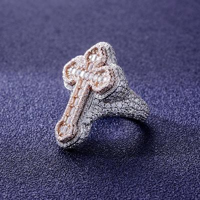 Custom S925 & VVS1 Baguette Moissanite Cross Ring Deposit Custom S925 & VVS1 Baguette Moissanite Cross Ring Deposit