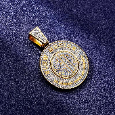 Custom S925 Iced Two-tone Round Letter Pendant Deposit