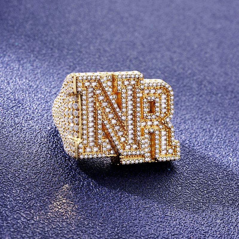 Custom S925 & VVS1 Baguette Moissanite Letter Ring Deposit