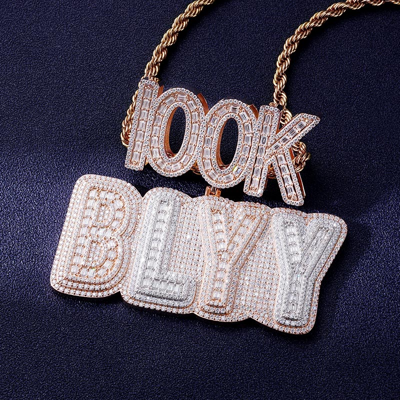 Custom S925 & VVS1 Baguette Moissanite Letter Pendant Deposit