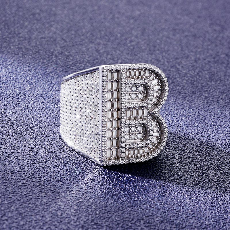 Custom S925 & VVS1 Baguette Moissanite Letter Ring Deposit