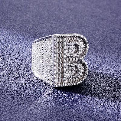 Custom S925 & VVS1 Baguette Moissanite Letter Ring Deposit