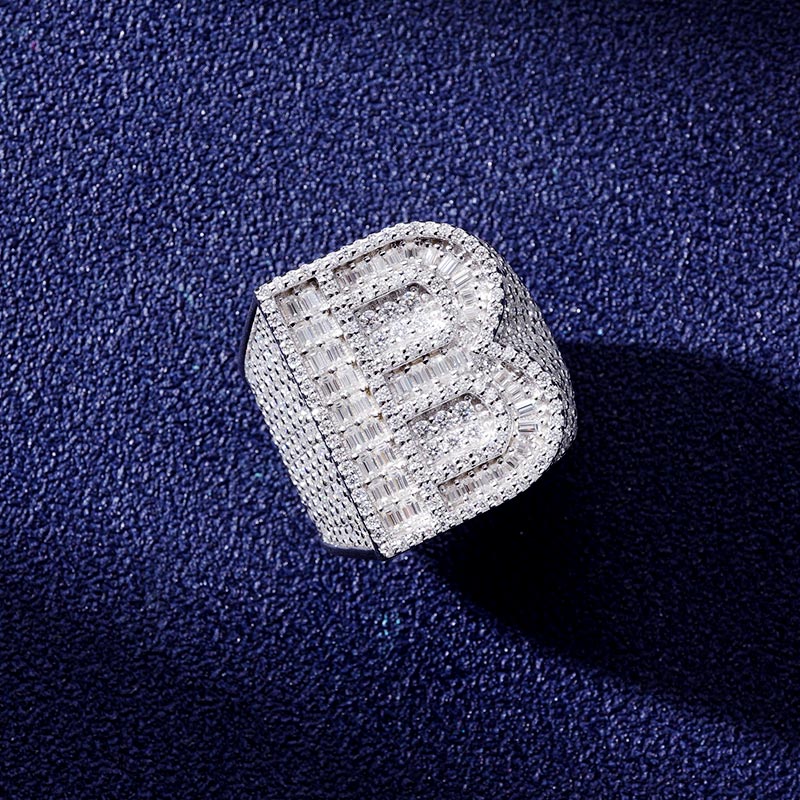 Custom S925 & VVS1 Baguette Moissanite Letter Ring Deposit