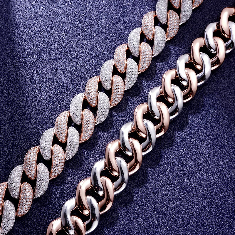 Custom S925 & VVS1 Moissanite Two-tone 20mm Cuban Chain Deposit