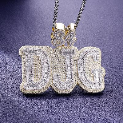 Custom S925 & VVS1 Baguette Moissanite Letter Pendant Deposit