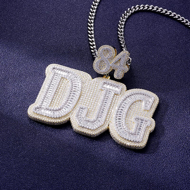 Custom S925 & VVS1 Baguette Moissanite Letter Pendant Deposit