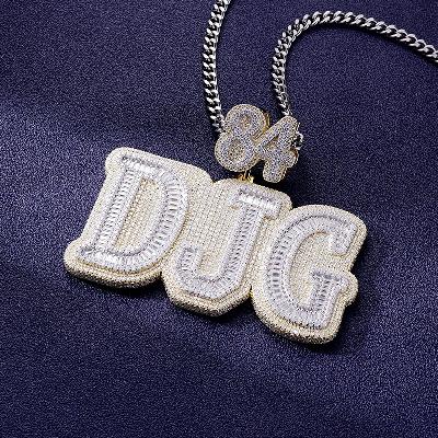 Custom S925 & VVS1 Baguette Moissanite Letter Pendant Deposit