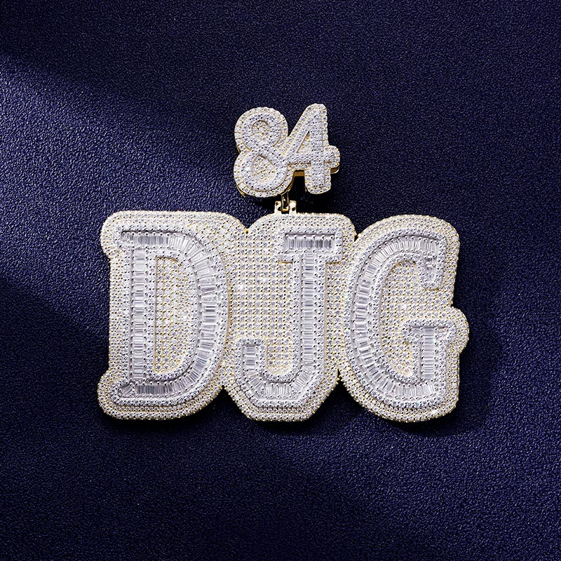 Custom S925 & VVS1 Baguette Moissanite Letter Pendant Deposit