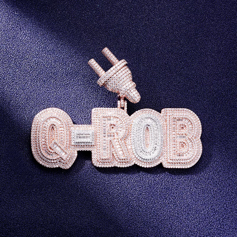 Custom S925 & VVS1 Baguette Moissanite Letter Pendant Deposit