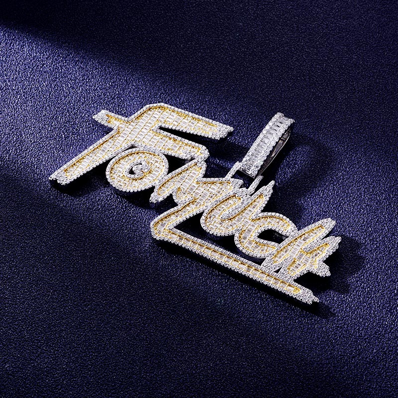 Custom S925 & VVS1 Baguette Moissanite Letter Pendant Deposit