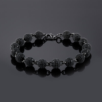 8mm Iced Beads Bracelet with Black Gold Plated