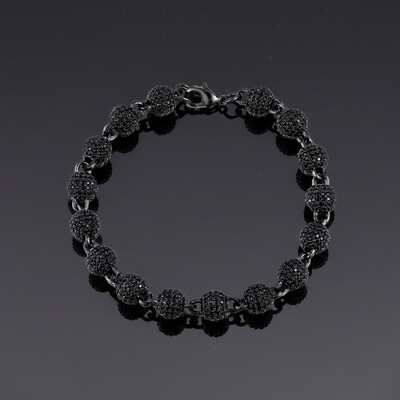 8mm Iced Beads Bracelet with Black Gold Plated