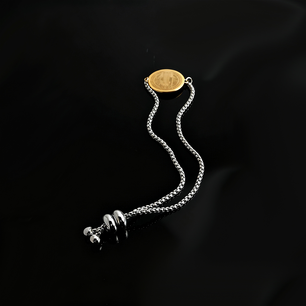 Stainless Steel St. Benedict Medal Bracelet Adjustable Bracelet Stainless Steel St. Benedict Medal Bracelet Adjustable Bracelet
