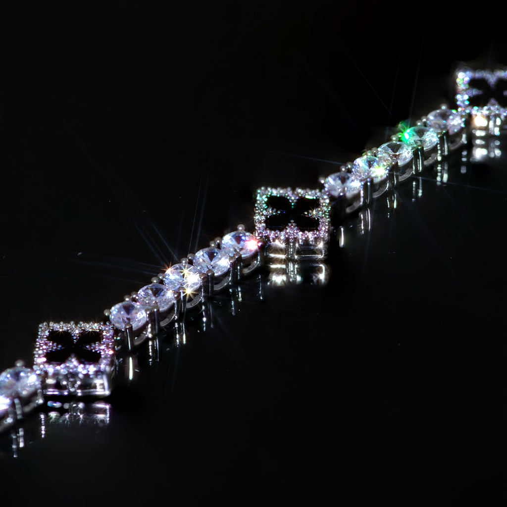 Iced Out Four Leaf Clover Tennis Bracelet Iced Out Four Leaf Clover Tennis Bracelet