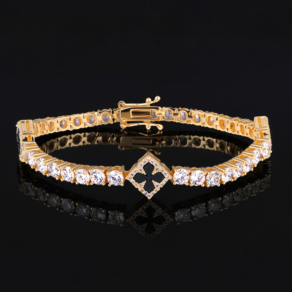 Iced Out Four Leaf Clover Tennis Bracelet