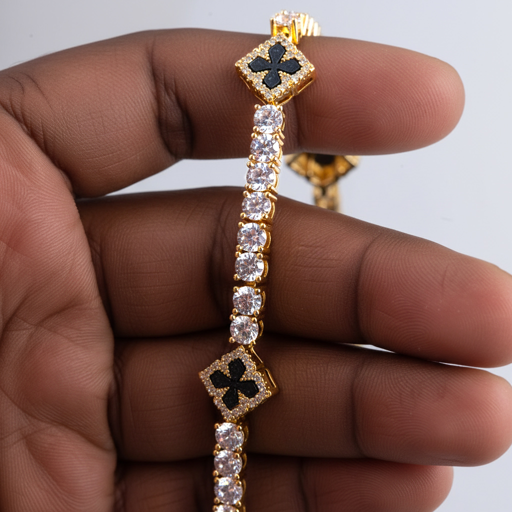 Iced Out Four Leaf Clover Tennis Bracelet