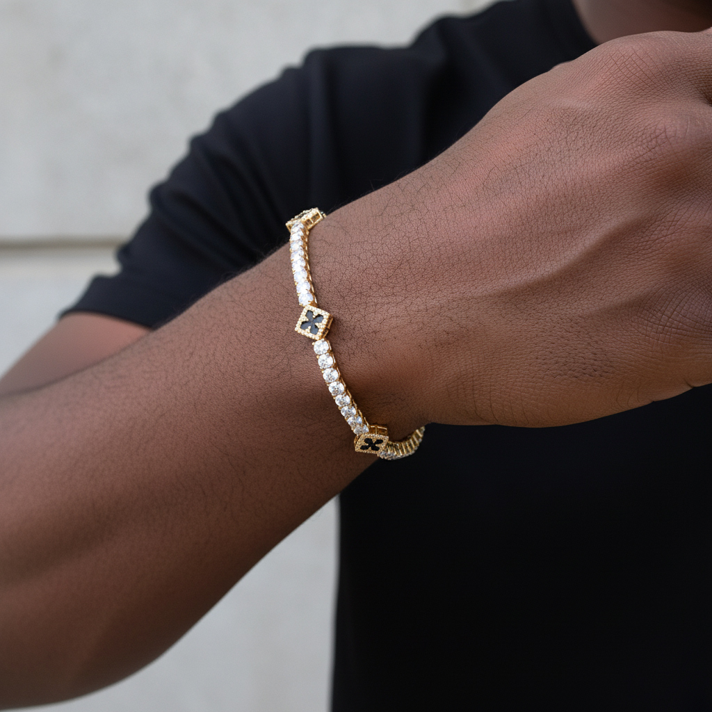 Iced Out Four Leaf Clover Tennis Bracelet