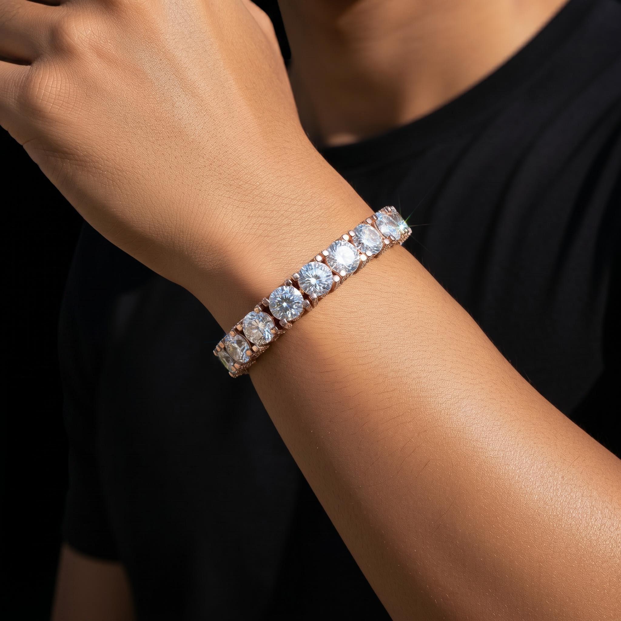 10mm 925 Silver & VVS1 Moissanite Tennis Bracelet 10mm 925 Silver & VVS1 Moissanite Tennis Bracelet