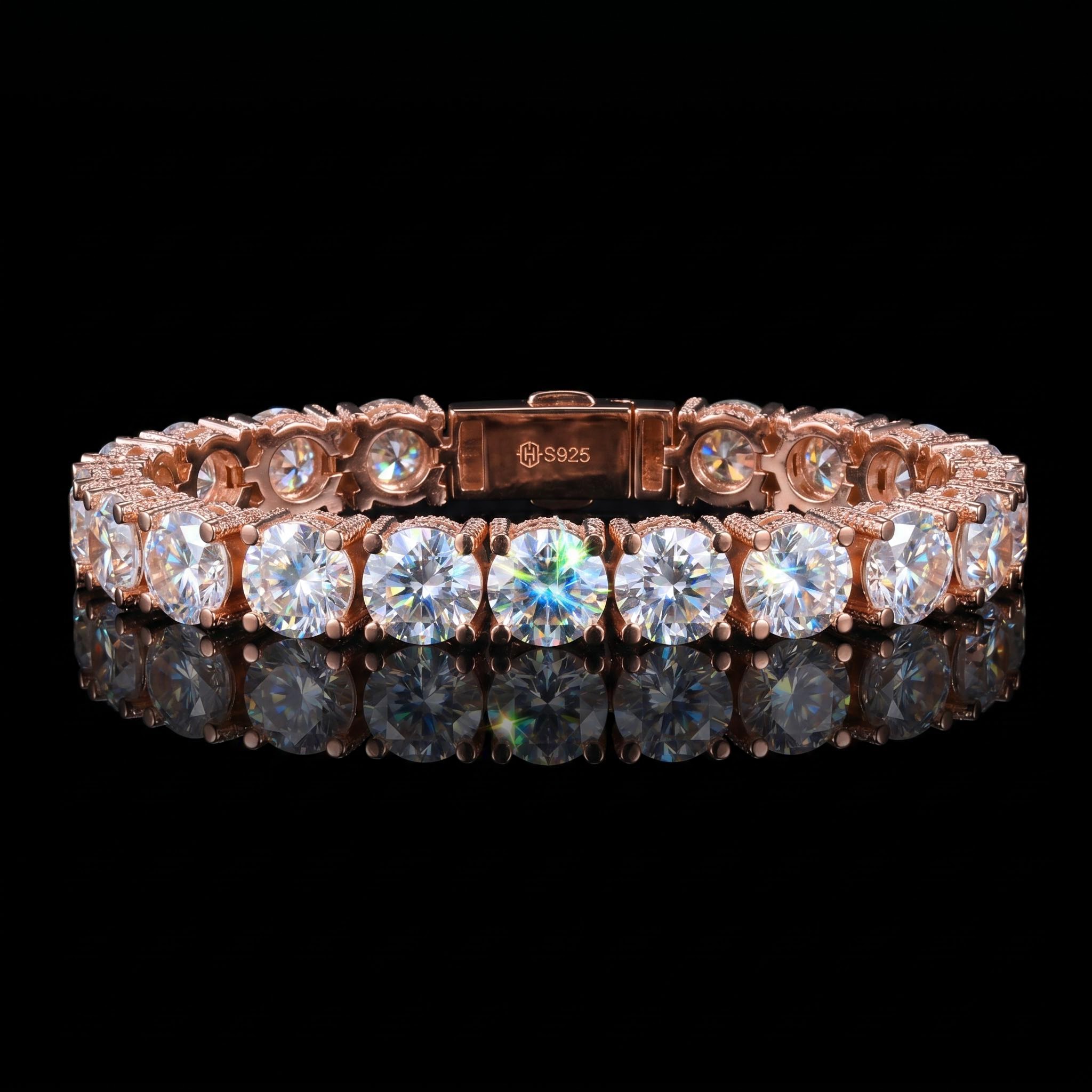 10mm 925 Silver & VVS1 Moissanite Tennis Bracelet 10mm 925 Silver & VVS1 Moissanite Tennis Bracelet