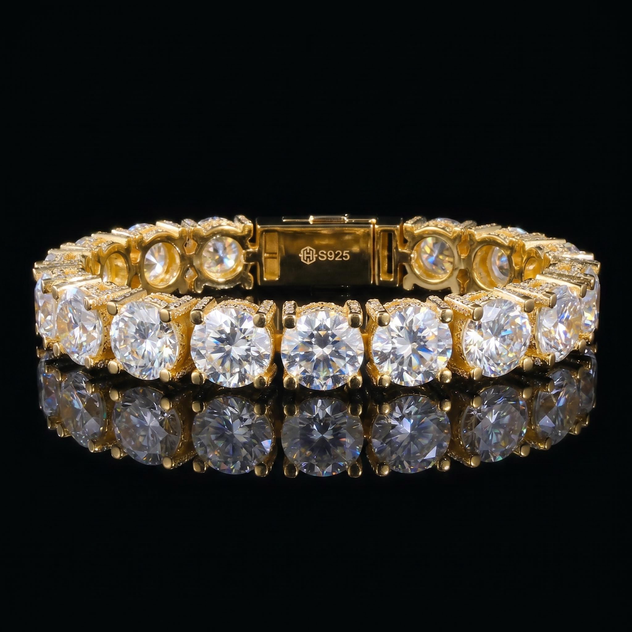 10mm 925 Silver & VVS1 Moissanite Tennis Bracelet 10mm 925 Silver & VVS1 Moissanite Tennis Bracelet