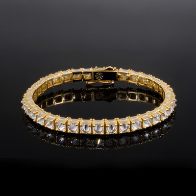 Iced Out Emerald Cut Sides Inverted Round Cut Tennis Bracelet Iced Out Emerald Cut Sides Inverted Round Cut Tennis Bracelet