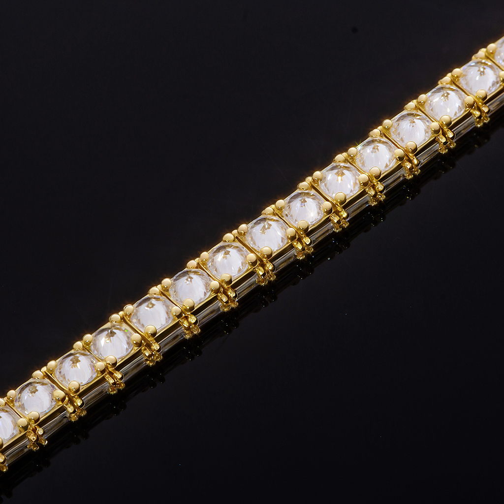 Iced Out Emerald Cut Sides Inverted Round Cut Tennis Bracelet